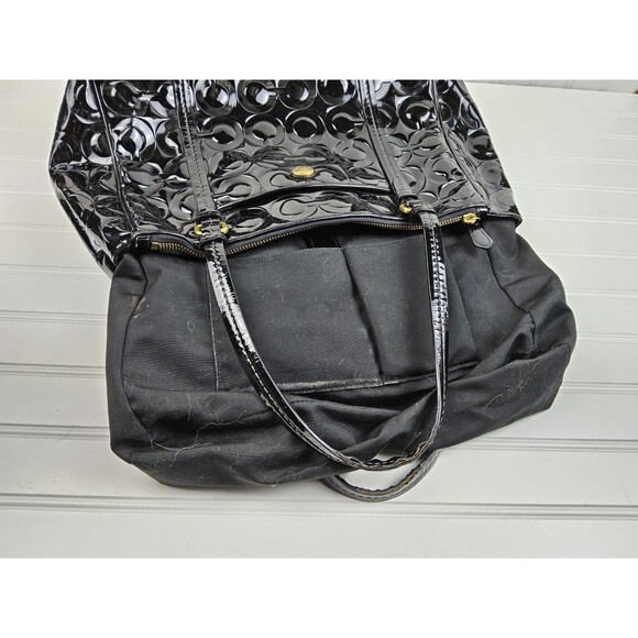 Coach Peyton Op Art Embossed Patent Carryall Double Zip F24607 Handbag Purse - Picture 5 of 13